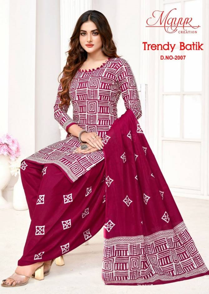 Trendy Batic Vol 2 By Mayur 2001 To 2010 Cotton Dress Material Wholesale Price In Surat
